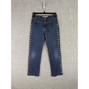 Vintage GAP Kids Embroidered Butterflys Denim Jeans Girls Size 12 26x25.5 2003